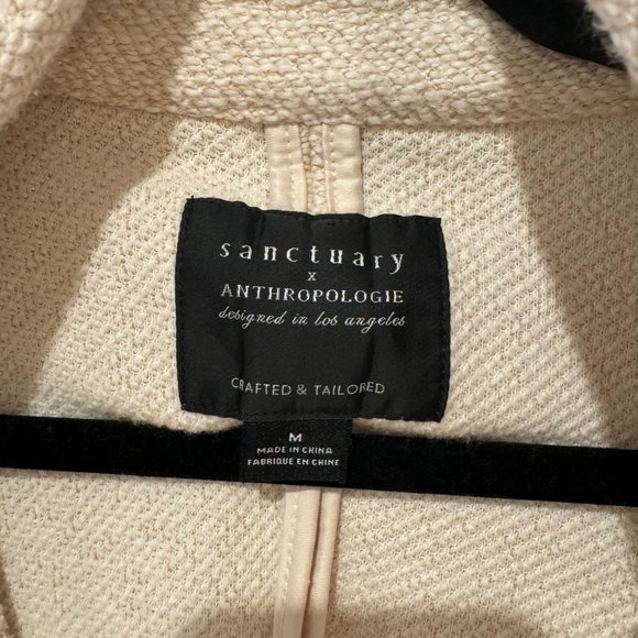 Sanctuary x Anthropologie Cream Light Weight Blazer - Size Medium - Picture 7 of 9